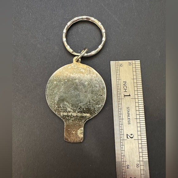 VTG 1985 COKE Keychain Coca-Cola Company Hot Air Balloon Red White Blue Purple - Picture 2 of 5